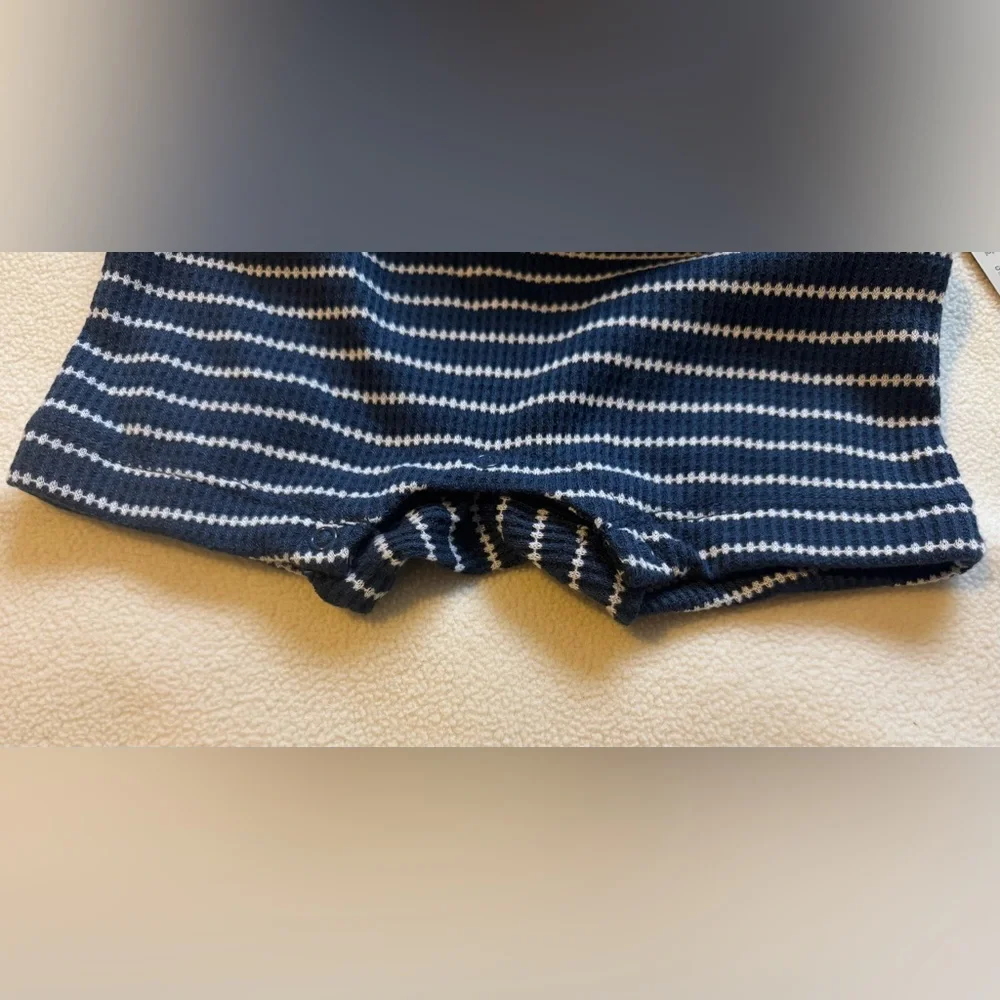 Okie Dokie Baby Boys Short Sleeve Blue White Striped Romper 9m NWT